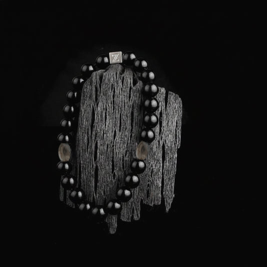 Onyx Tasbeeh 33 Beads Pure Silver Emblem